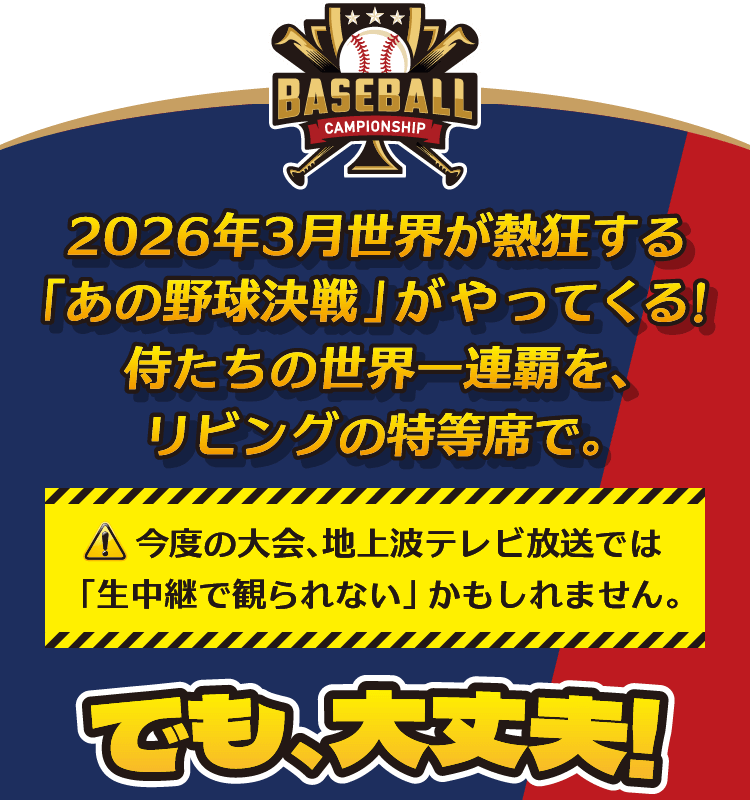 今度の大会､地上波テレビ放送では「生中継で観られない」かもしれません。