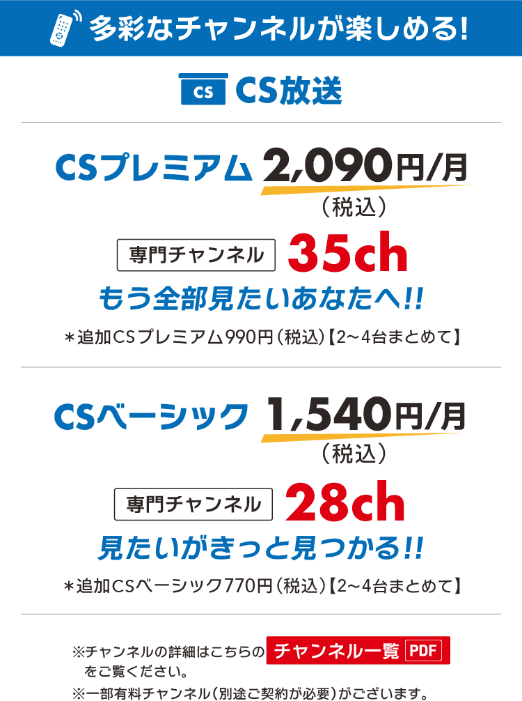 ご覧いただけるチャンネル一覧