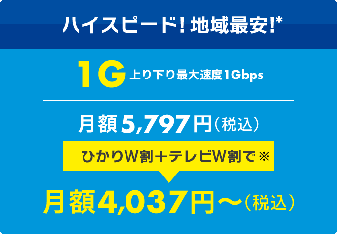 ひかり1G（税込5,797円→セット割引で4,037円〜）